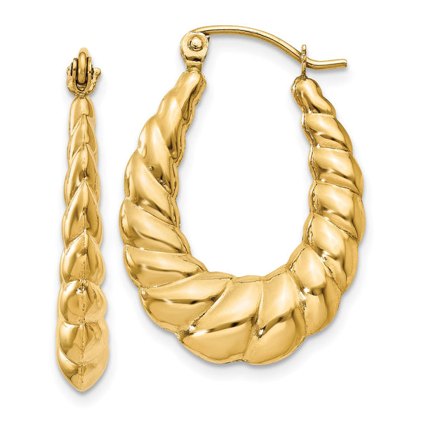 14KT Yellow Gold 25X18MM Hoop Earrings