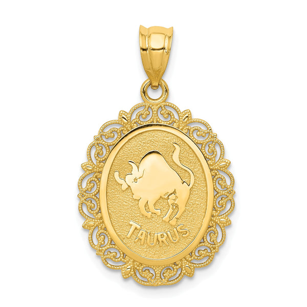14KT Gold 25X18MM Zodiac Sign Taurus Pendant-Chain Not Included