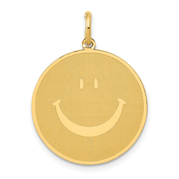 14KT Yellow Gold 25X20MM Smiley Face Pendant-Chain Not Included