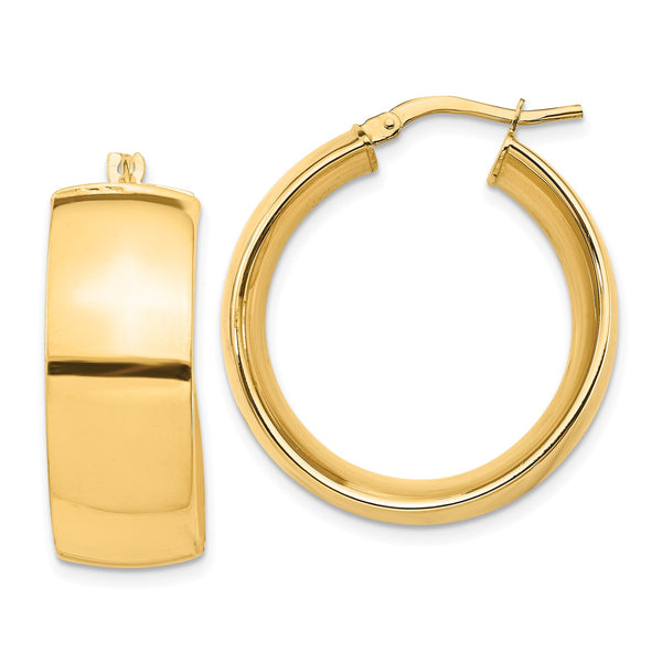 14KT Yellow Gold 26X10MM Flat Hoop Earrings