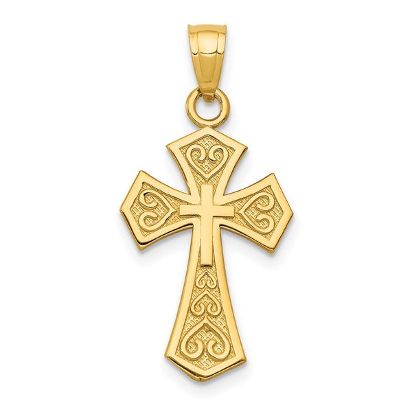 14KT Yellow Gold 26X12MM Reversible Cross Pendant-Chain Not Included