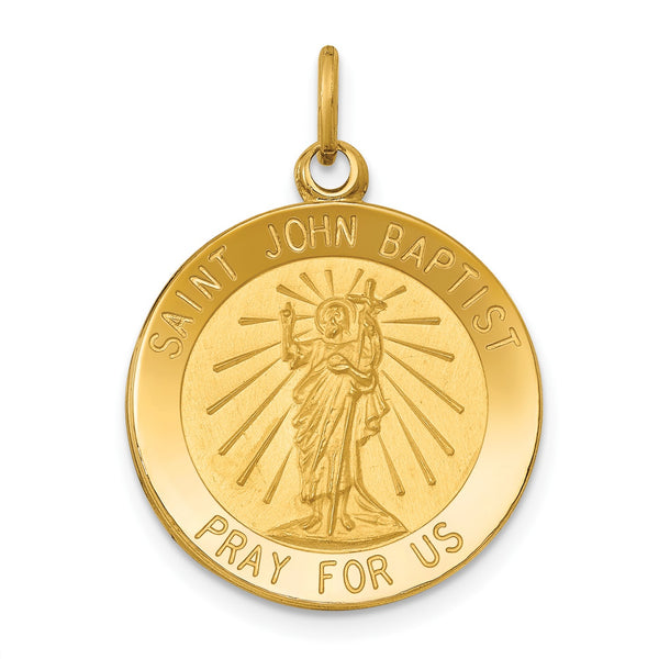 14KT Yellow Gold 26X19MM Religious Saint John Baptist Pendant-Chain Not Included