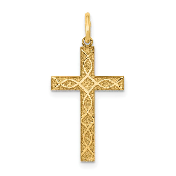 14KT Yellow Gold 27X13MM Cross Pendant-Chain Not Included