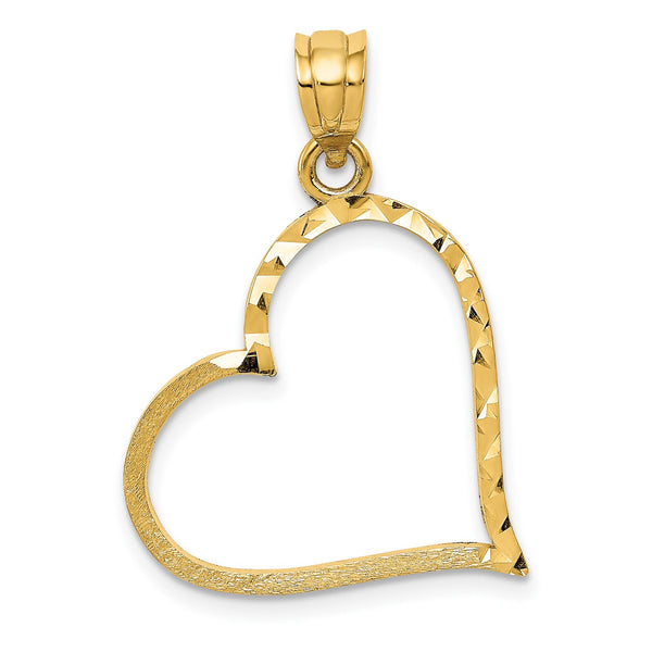 14KT Yellow Gold 27X20MM Diamond-cut Heart Pendant-Chain Not Included