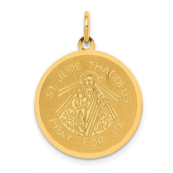 14KT Yellow Gold 27X20MM Medal Saint Jude Thaddeus Pendant-Chain Not Included