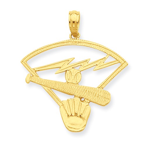14KT Yellow Gold 27X23MM Baseball Charm
