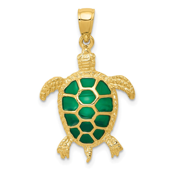 14KT Yellow Gold 29X18MM Sea Turtle Charm