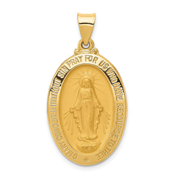 14KT Yellow Gold 29X18MM Religious Miraculous Medal Pendant-Chain Not Included