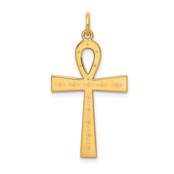 14KT Yellow Gold 32X17MM Cross Pendant-Chain Not Included