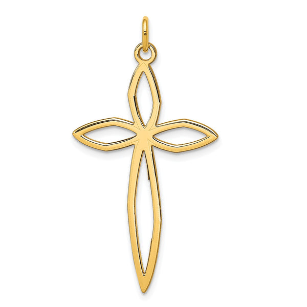 14KT Yellow Gold 39X22MM Cross Pendant-Chain Not Included