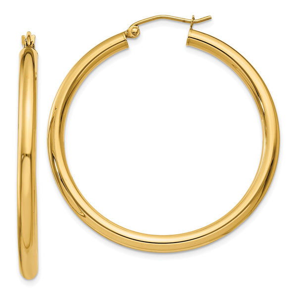 14KT Yellow Gold 40X3MM Hoop Earrings