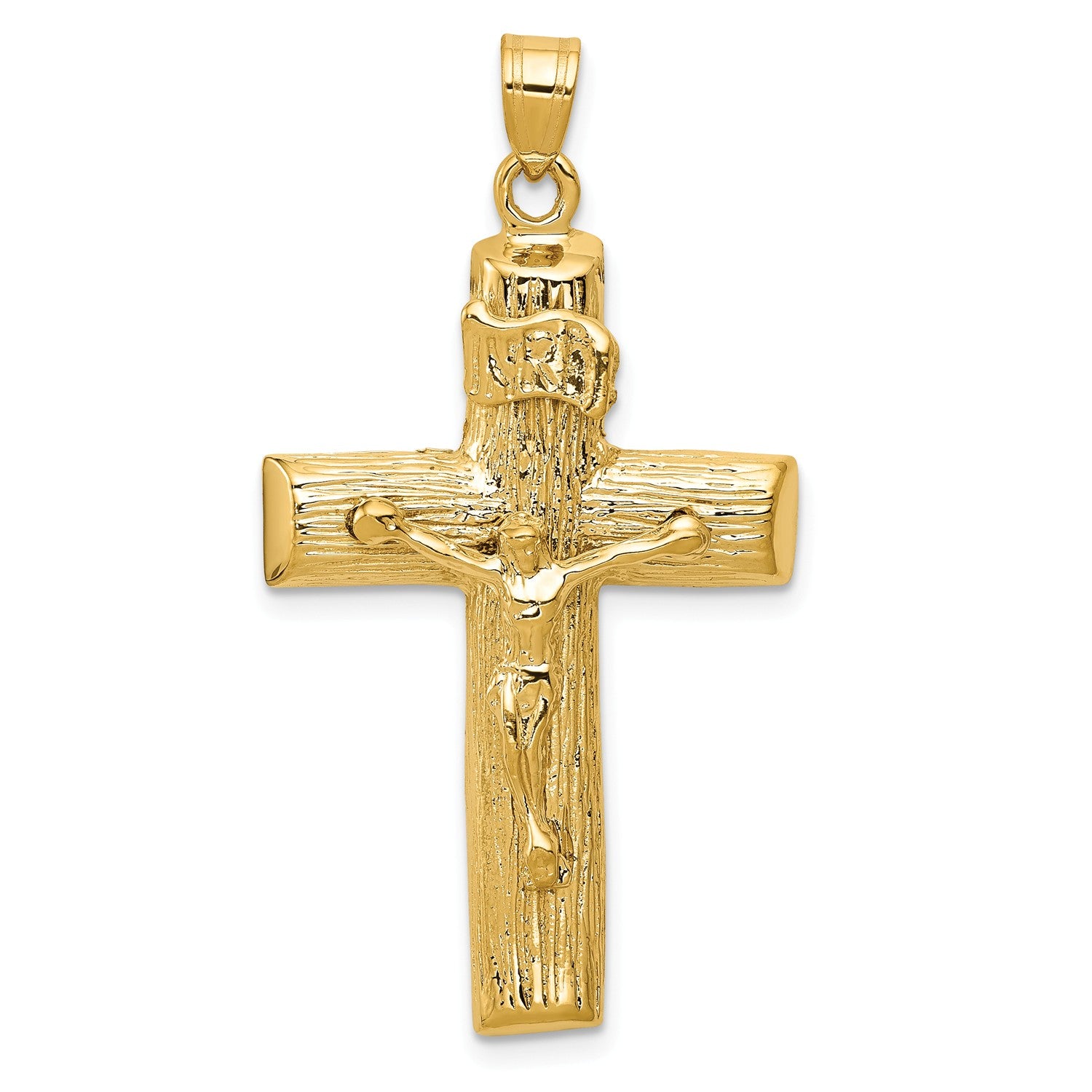 14KT Yellow Gold 45X24MM Crucifix Cross Pendant-Chain Not Included