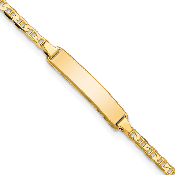 14KT Yellow Gold 5.5" 3.5MM Anchor Link ID Bracelet