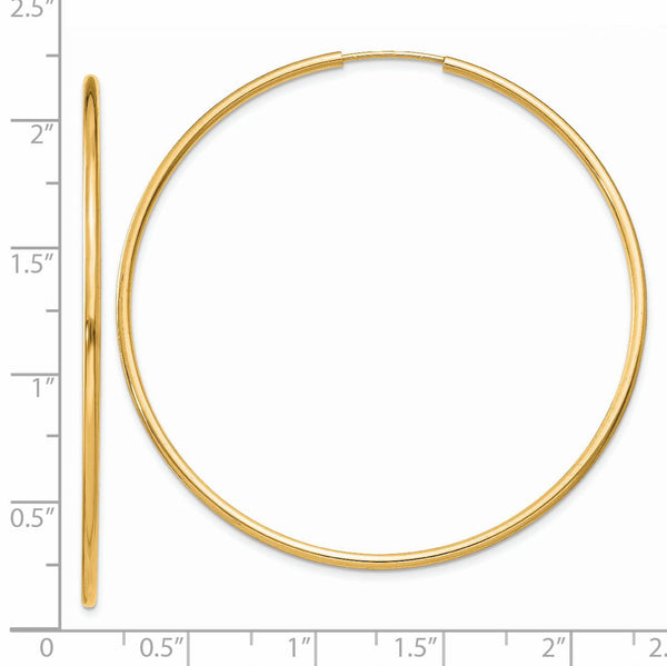 14KT Yellow Gold 51X1.5MM Hoop Earrings