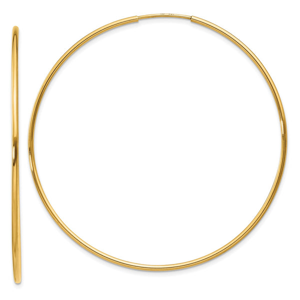 14KT Yellow Gold 52X1.25MM Endless Hoop Earrings