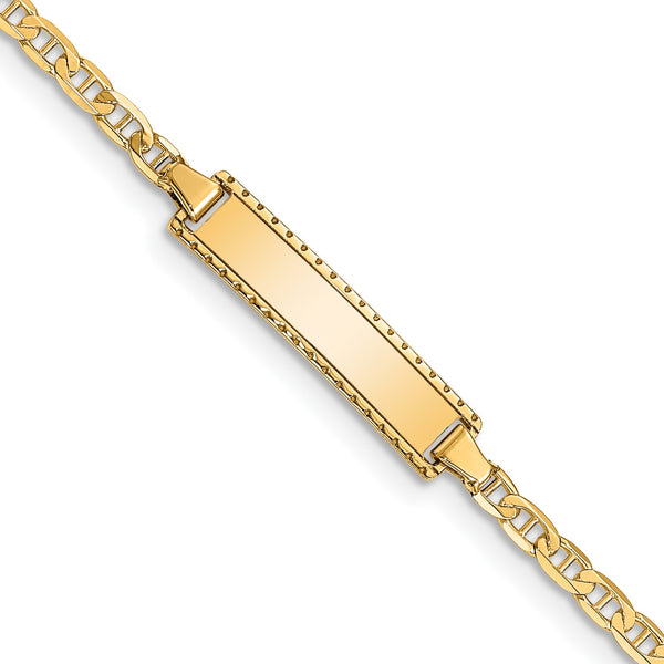 14KT Yellow Gold 6" 5MM Anchor Link ID Bracelet