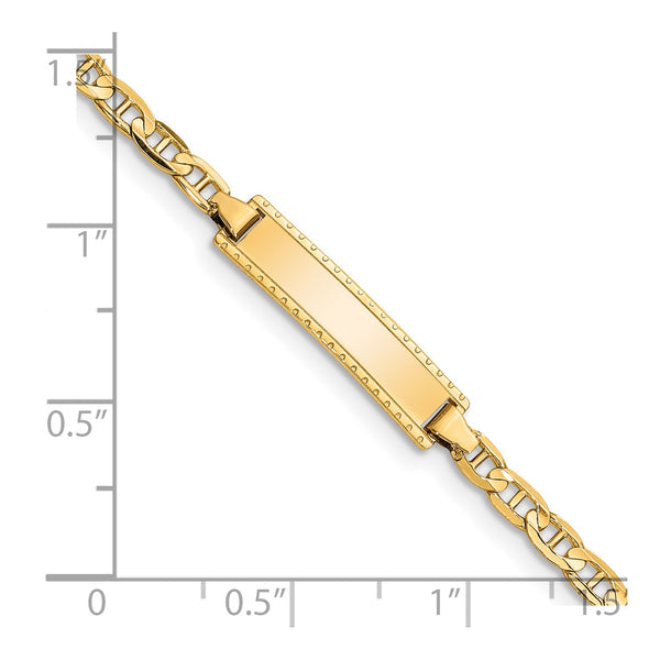 14KT Yellow Gold 6" 5MM Anchor Link ID Bracelet
