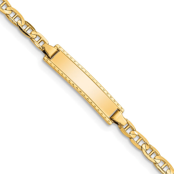 14KT Yellow Gold 6" 5MM Anchor Link ID Bracelet