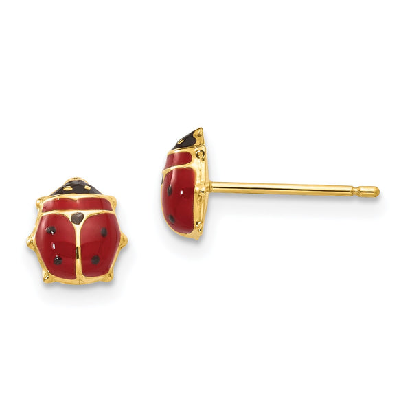 14KT Yellow Gold 5.5X6MM Stud Ladybug Earrings