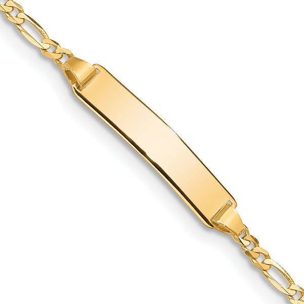 14KT Yellow Gold 5.5" 5MM Lobster Clasp Figaro ID Baby Bracelet