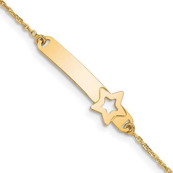 14KT Yellow Gold 5.5" Star ID Bracelet w/1" Extender