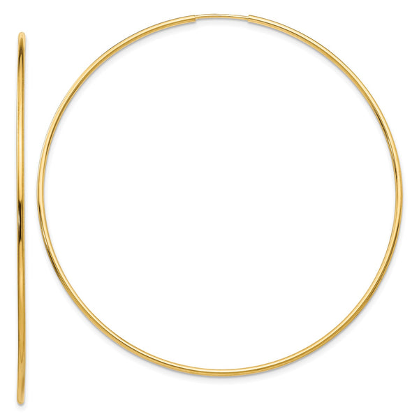 14KT Yellow Gold 62X1.2MM Hoop Earrings