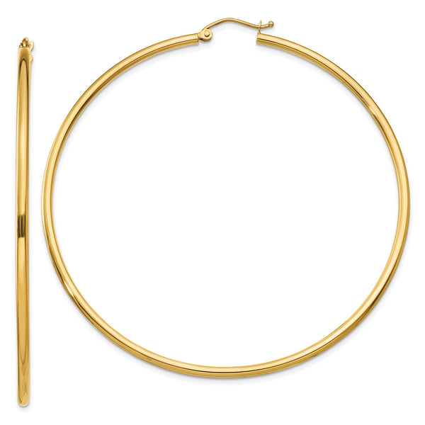 14KT Yellow Gold 65X2MM Hoop Earrings