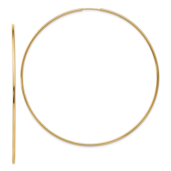14KT Yellow Gold 66.6X1.2MM Hoop Earrings