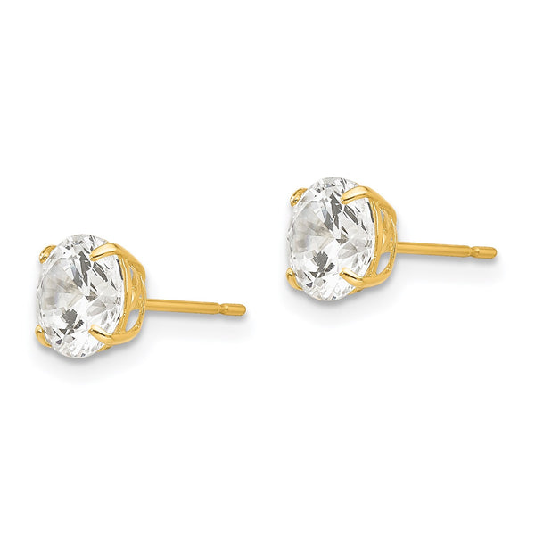 14KT Yellow Gold 6MM Round Cubic Zirconia Stud Earrings