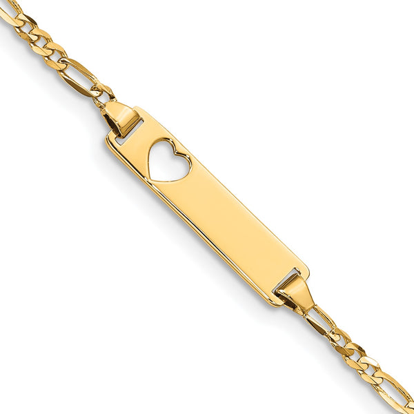 14KT Yellow Gold 6" 5MM Childrens Heart ID Bracelet