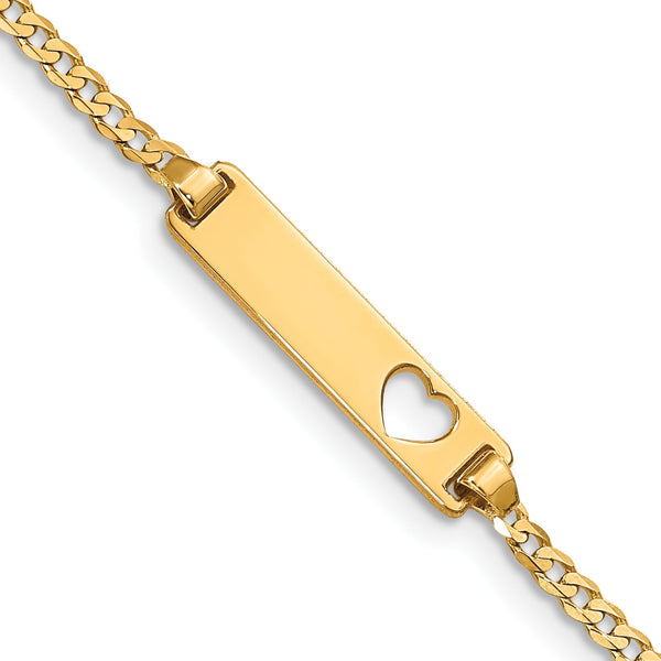 14KT Yellow Gold 6" 5MM Childrens Heart ID Bracelet