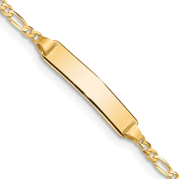 14KT Yellow Gold 6" 5MM Childrens Lobster Clasp Figaro ID Bracelet