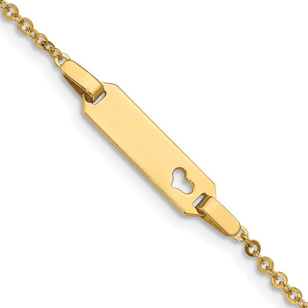 14KT Yellow Gold 6" 6MM Childrens Heart ID Bracelet