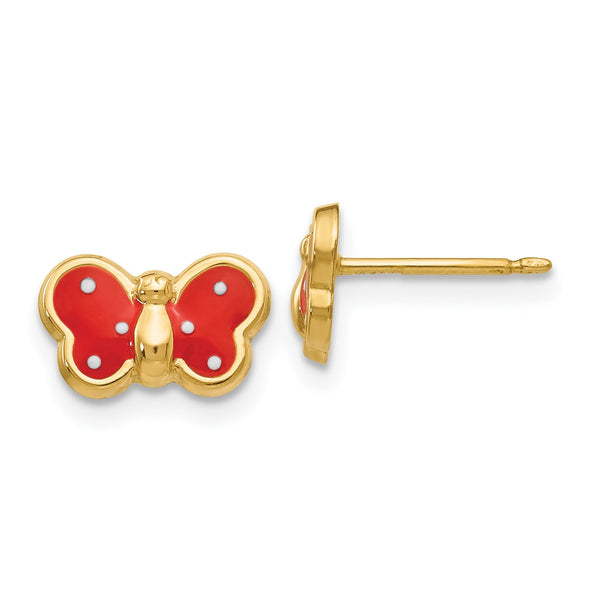 14KT Yellow Gold 7X10MM Butterfly Stud Earrings