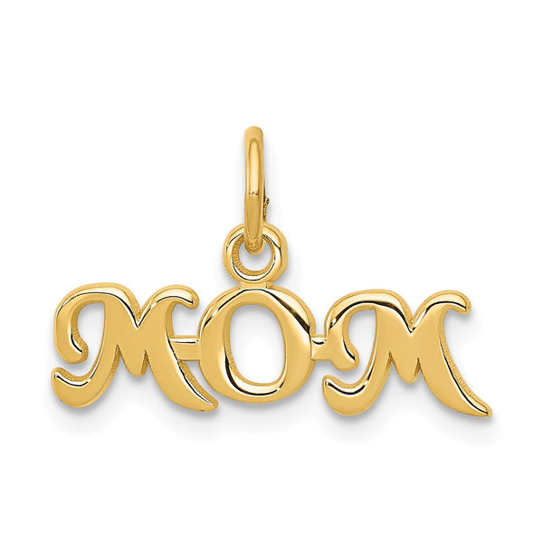 14KT Yellow Gold 7X18MM Mom Pendant-Chain Not Included