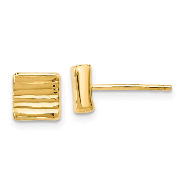 14KT Yellow Gold 7X6MM Stud Earrings