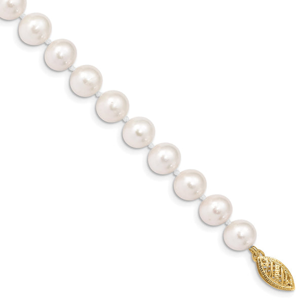 14KT Yellow Gold 7X8MM Near Round Pearl 7.5" Bracelet