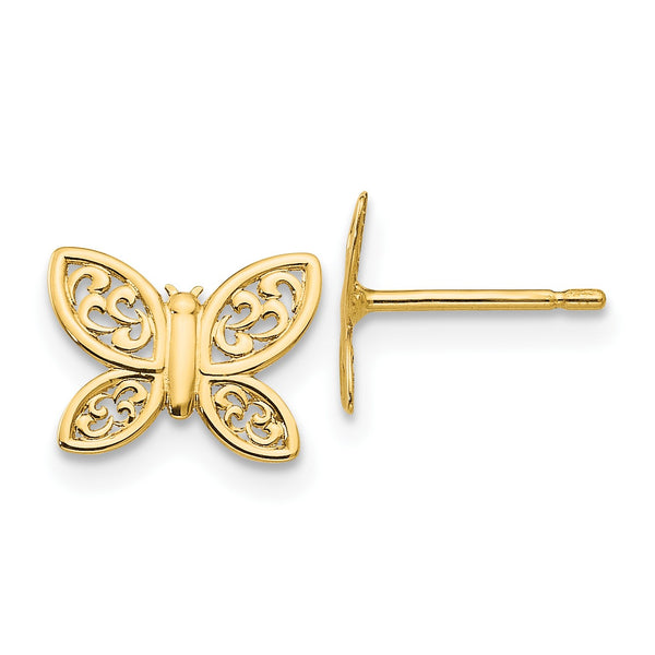 14KT Yellow Gold 7X9MM Butterfly Stud Earrings