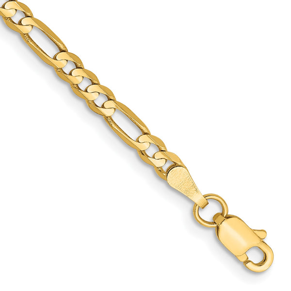 14KT Yellow Gold 7" 3MM Lobster Clasp Figaro Bracelet