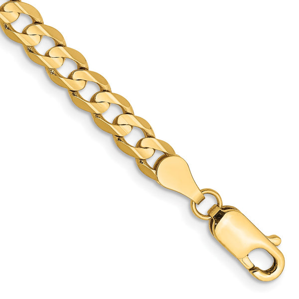 14KT Yellow Gold 7" 4.5MM Lobster Clasp Curb Bracelet