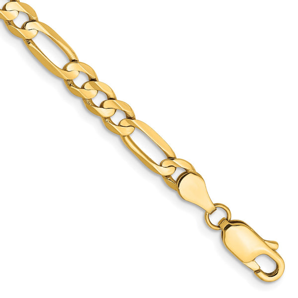 14KT Yellow Gold 7" 4.5MM Lobster Clasp Figaro Bracelet