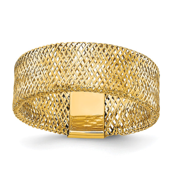 14KT Yellow Gold 7.5MM Stretch Mesh Ring