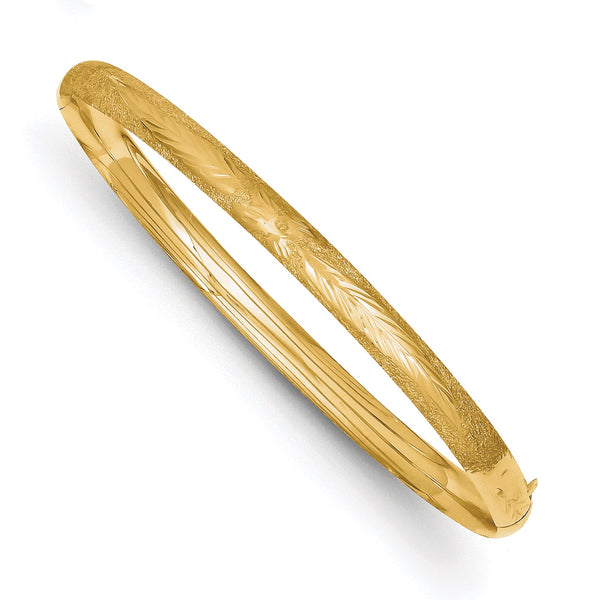 14KT Yellow Gold 7" 5MM Hinged Safety Clasp Bangle Bracelet