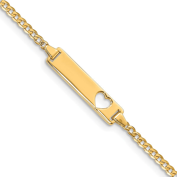 14KT Yellow Gold 7" 5MM Lobster Clasp ID Curb Bracelet