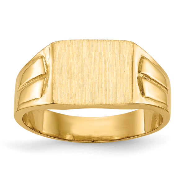 14KT Yellow Gold 7.5X9MM Closed Back Signet Ring; Size 5