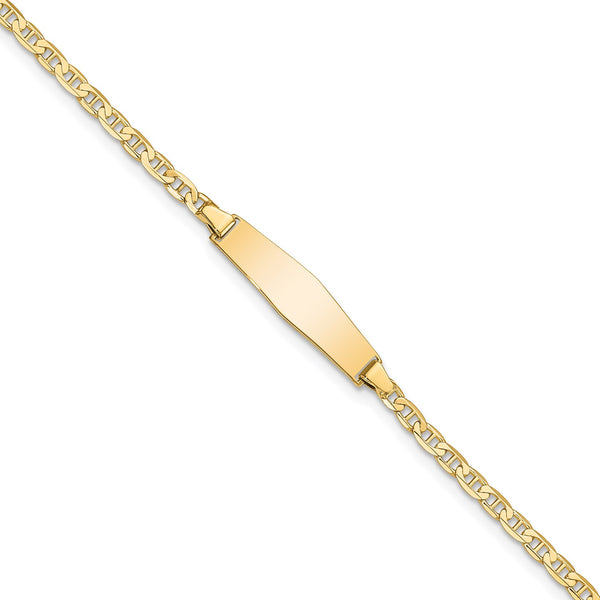 14KT Yellow Gold 7" 5.2MM Anchor Link ID Bracelet