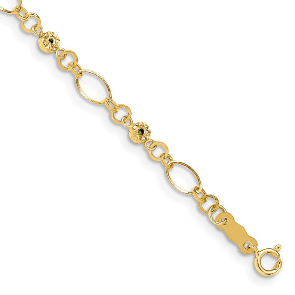 14KT Yellow Gold 7.5" 3MM Fancy Diamond-cut Bracelet