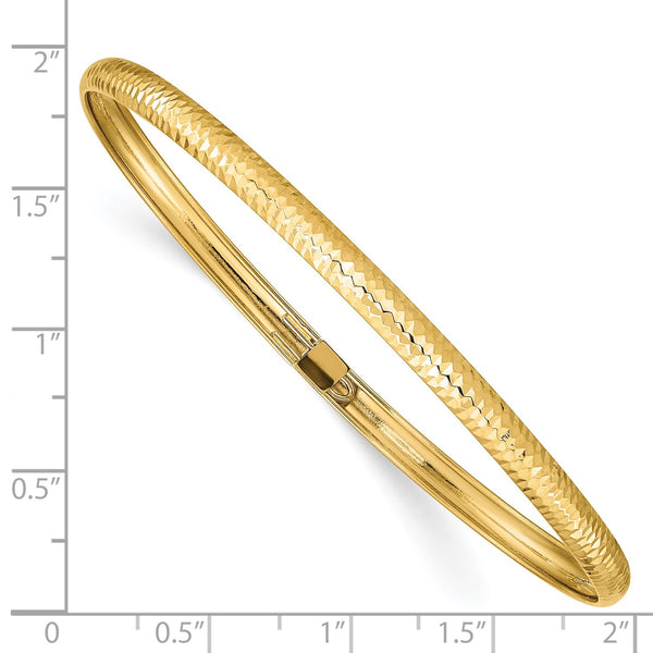 14KT Yellow Gold 7.5" 4MM Flexible Bangle Bracelet