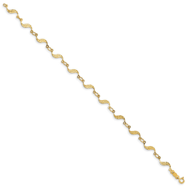 14KT Yellow Gold 7.5" 5MM Fancy Diamond-cut Bracelet