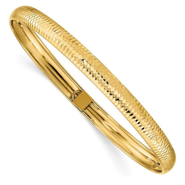 14KT Yellow Gold 7.5" 6.15MM Flexible Bangle Bracelet